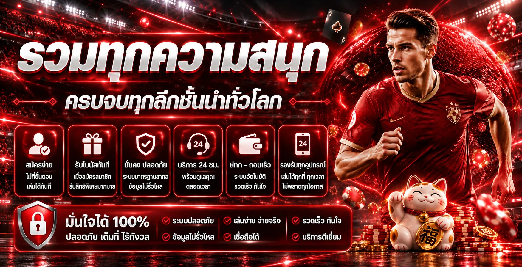 แบนเนอร์กีฬาและผลบอลสดสำหรับสมาชิก PLAYSIGNITE